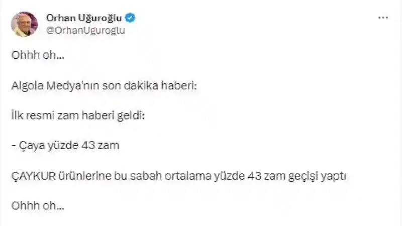 Çaya feci ZAM!