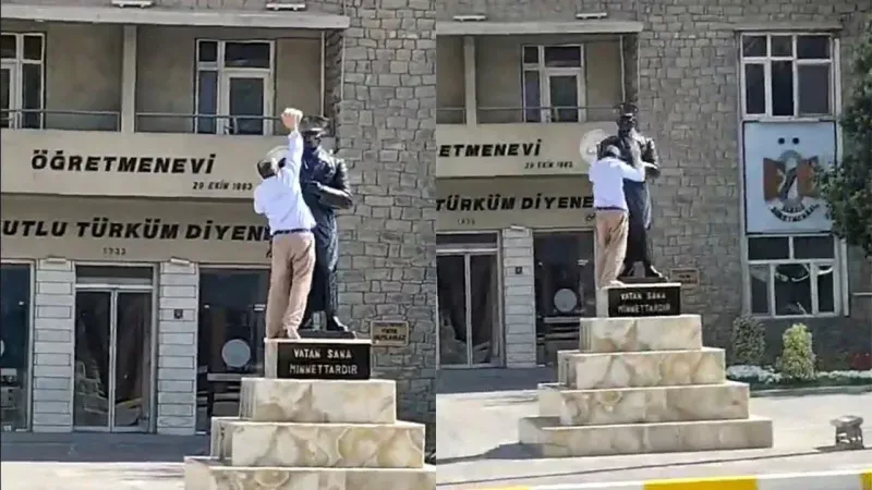 Elazığ'da Atatürk heykeline taşlı saldırı