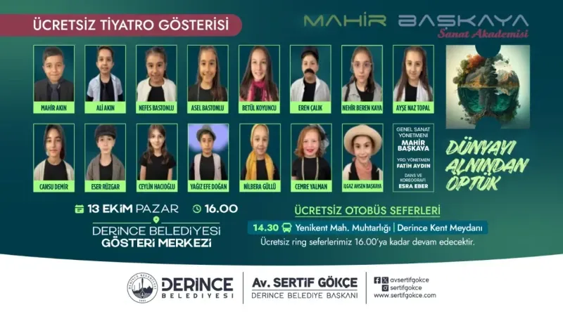 Derince Belediyesi'nden ücretsiz tiyatro gösterisi